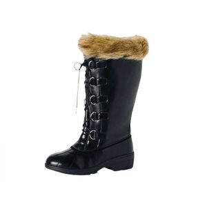 Wide Fit Brown Cuff Winter Boots